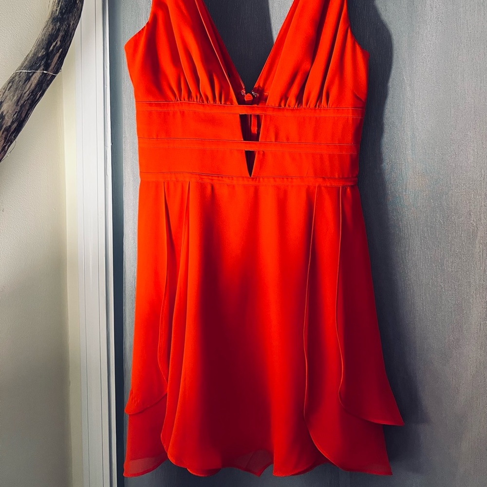 Bebe flowy bright orange dress